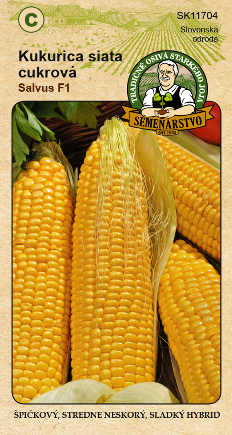 kukurica siata cukrová salvus F1, semená kukurice siatej, semená kukurice, kukurica stiata salvus